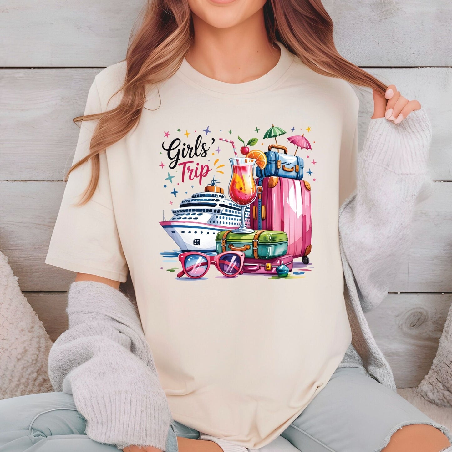 Cruise DTF Transfer ready to Press Girls Trip Heat Transfer for Shirts Girls Vacation UV Sticker Prints Cruise Party Iron on Transfer Tees