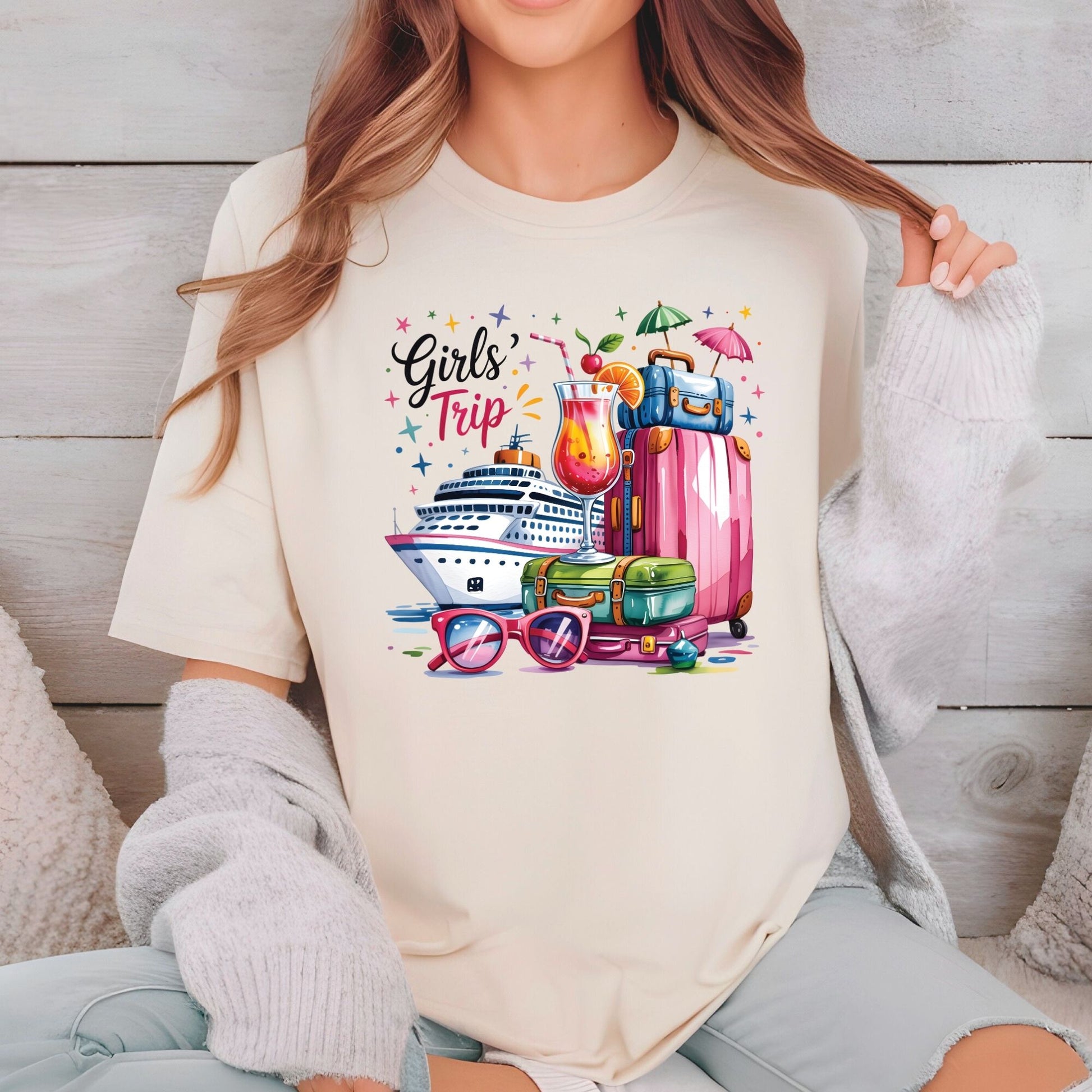 Cruise DTF Transfer ready to Press Girls Trip Heat Transfer for Shirts Girls Vacation UV Sticker Prints Cruise Party Iron on Transfer Tees