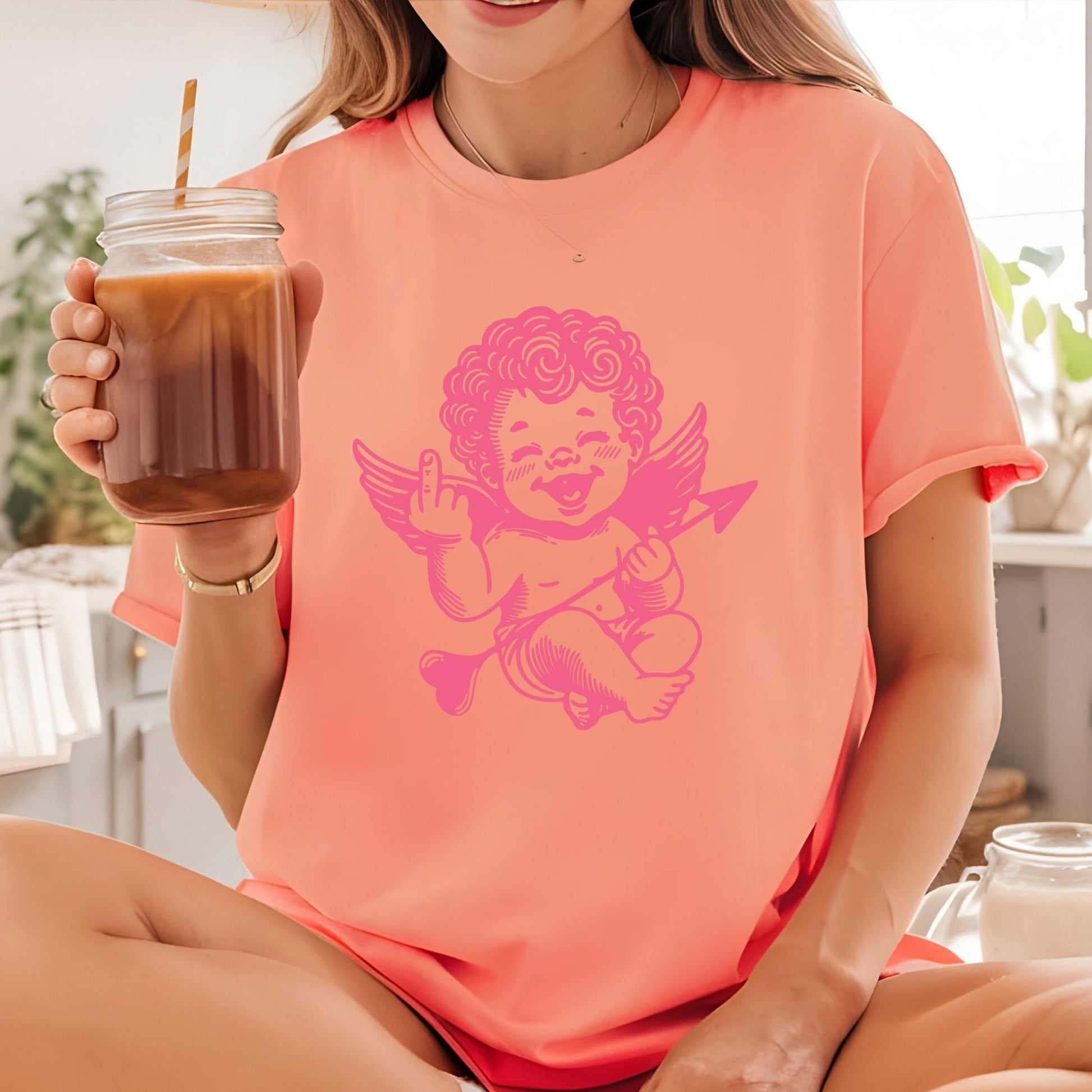 Cupid Valentines DTF Transfer ready to Press Funny Sarcastic Heat Transfer for Shirts Valentine UV Sticker Prints Iron on Transfer