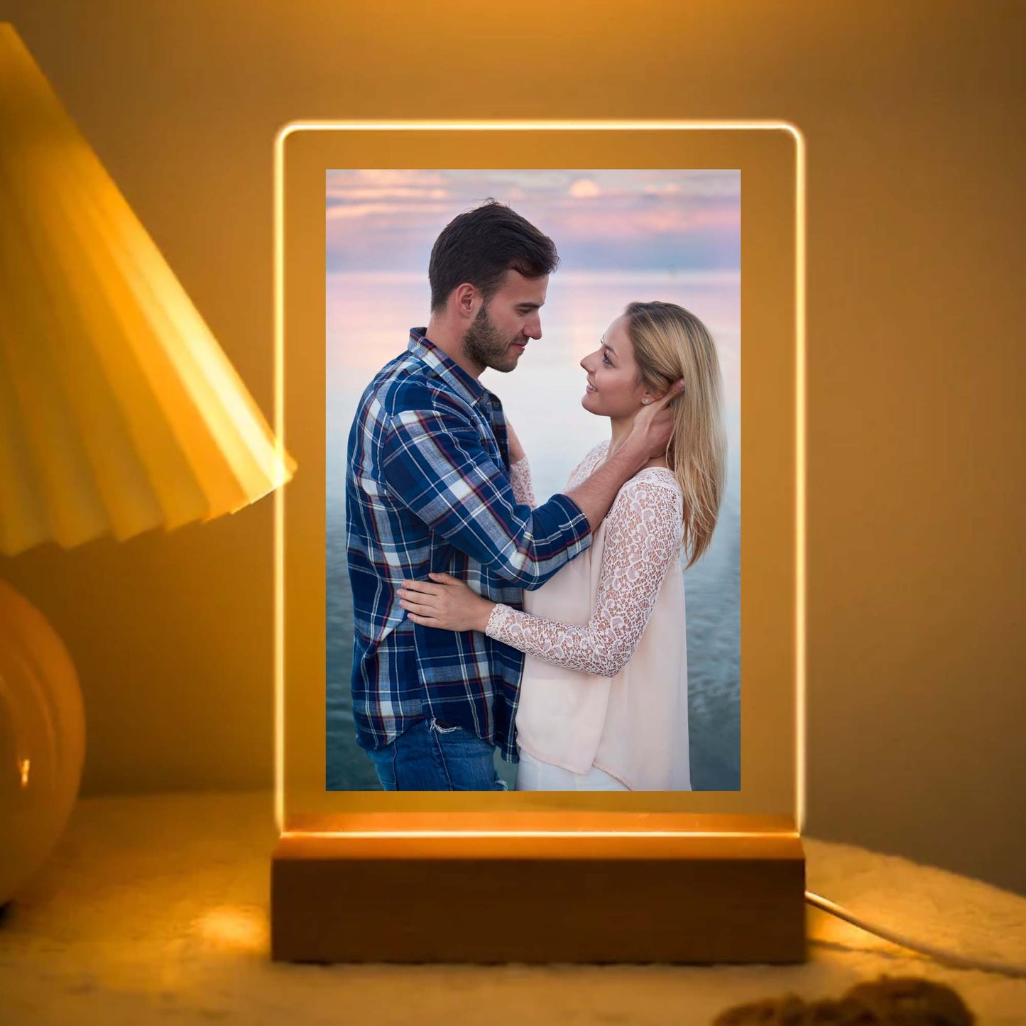 Custom Acrylic Plaque Photo Stand with LED Night Light