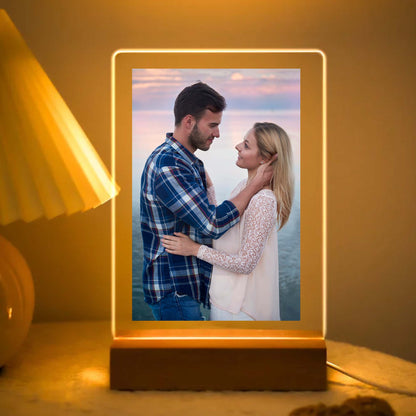 Custom Acrylic Plaque Photo Stand with LED Night Light