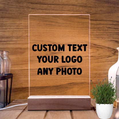 Custom Acrylic Plaque Photo Stand with LED Night Light