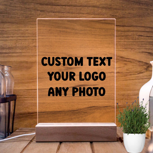 Custom Acrylic Plaque Photo Stand with LED Night Light