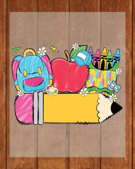 Custom Back to School Pencil DTF Transfer