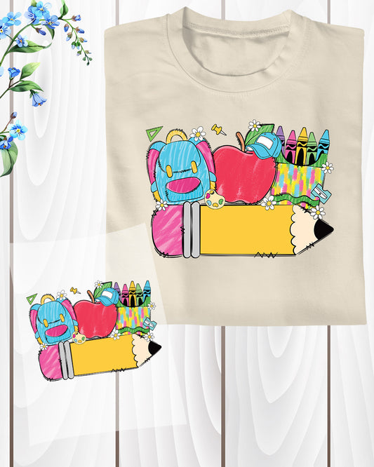 Custom Back to School Pencil DTF Transfer