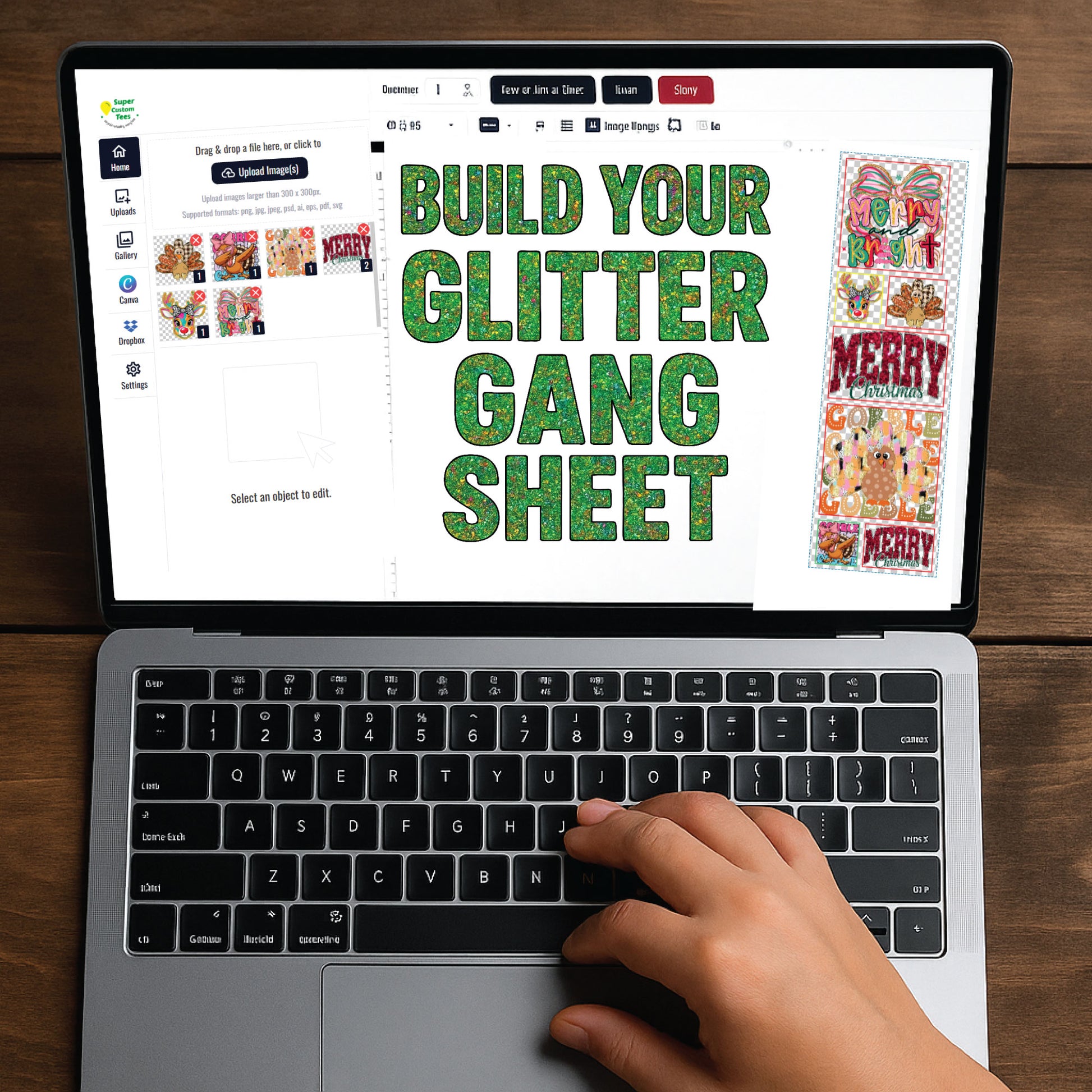 Custom Glitter DTF Gang Sheet - Build Your Gang Sheets - 11" Width