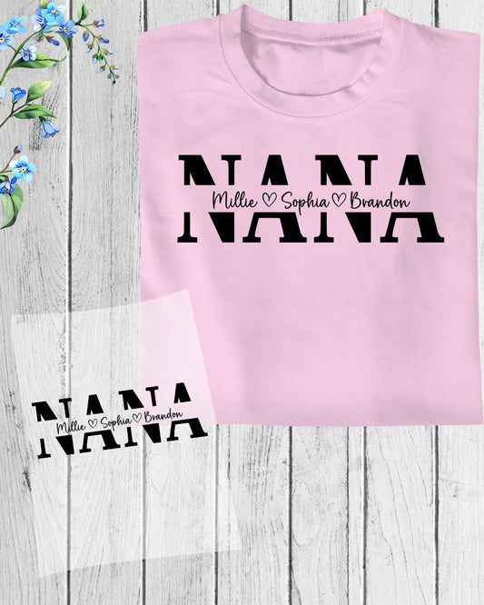 Custom Nana DTF Transfer With Kids Name