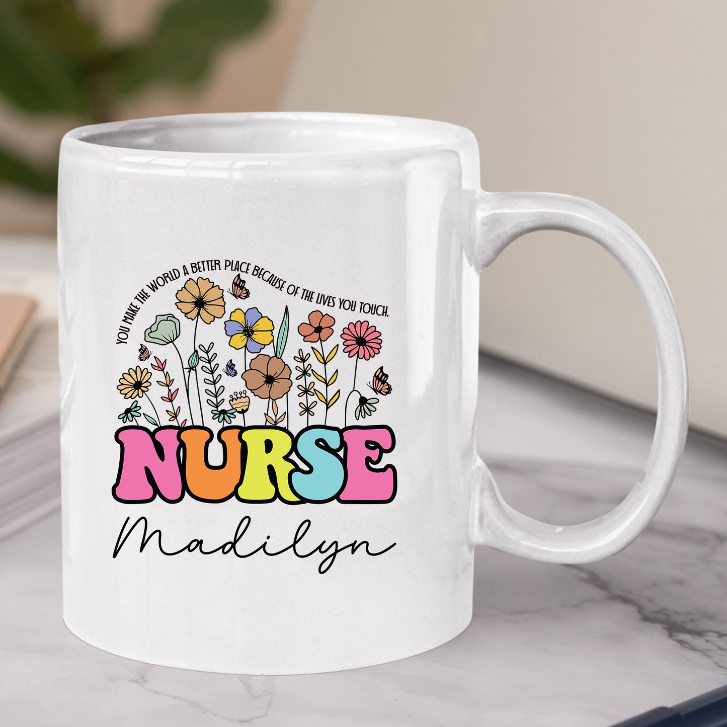Custom Nurse Floral Coffee Mug Tumbler