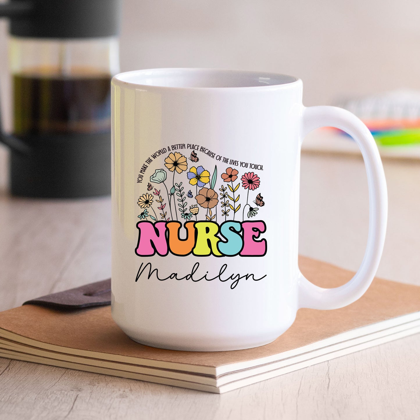 Custom Nurse Floral Coffee Mug Tumbler