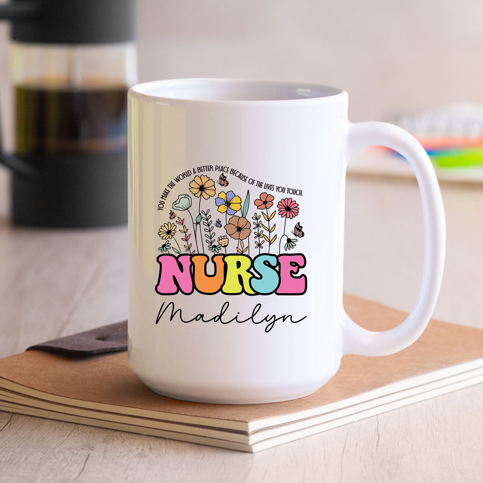 Custom Nurse Floral Coffee Mug Tumbler