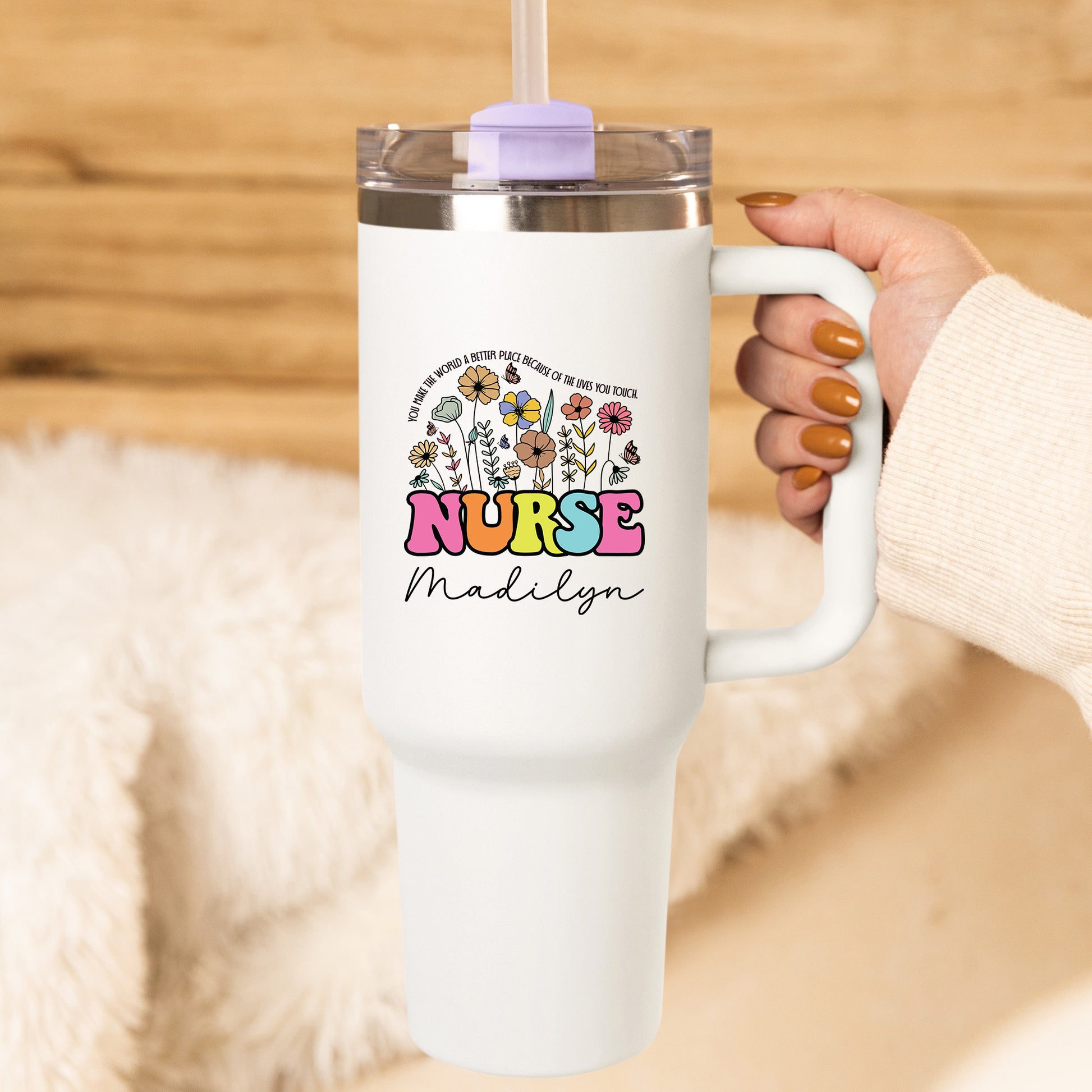 Custom Nurse Floral Coffee Mug Tumbler