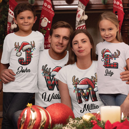 Custom Reindeer Family Christmas T Shirts
