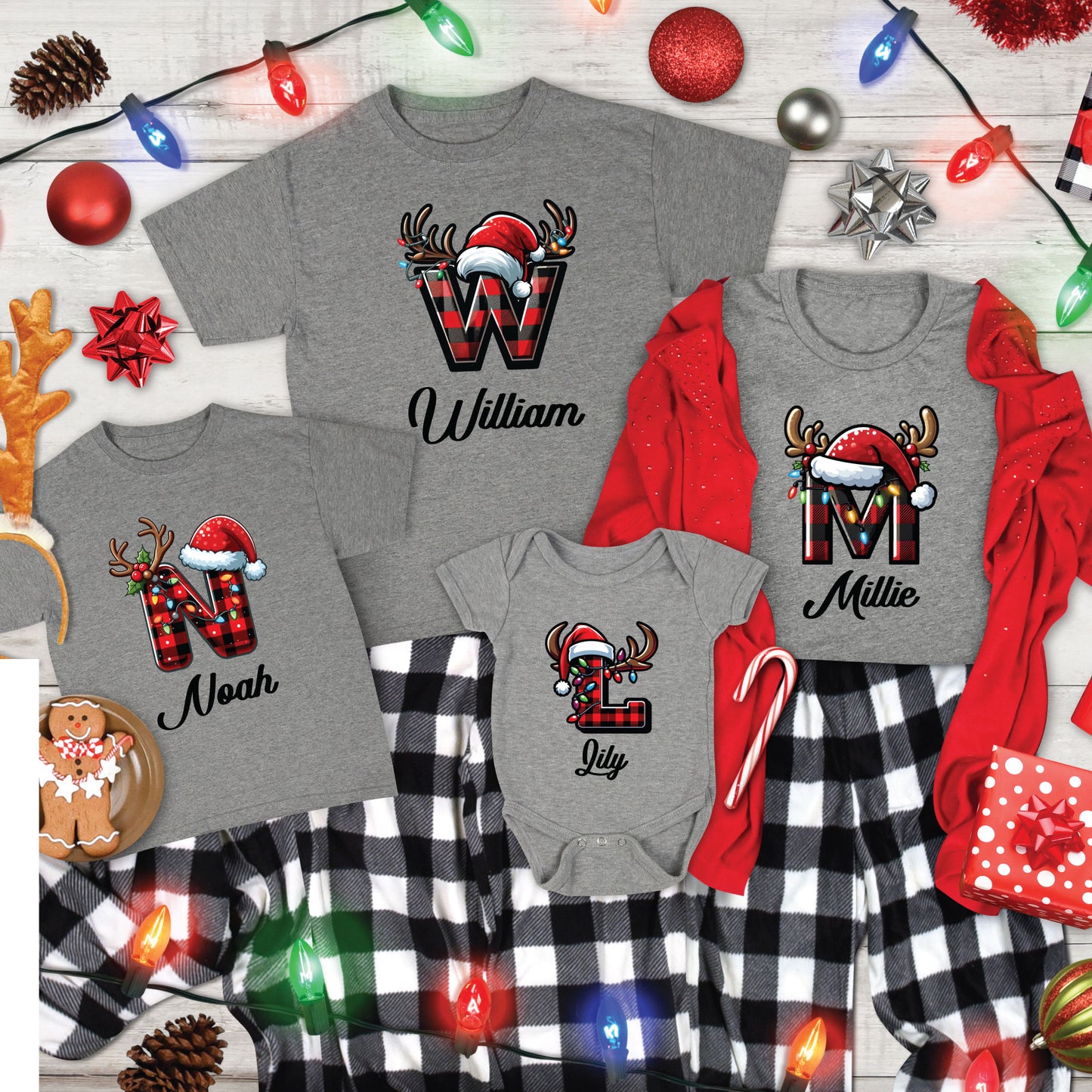 Custom Reindeer Family Christmas T Shirts
