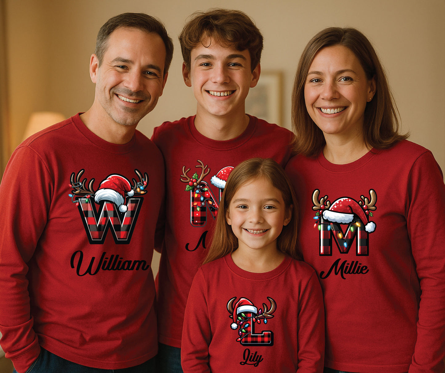 Custom Reindeer Family Christmas T Shirts