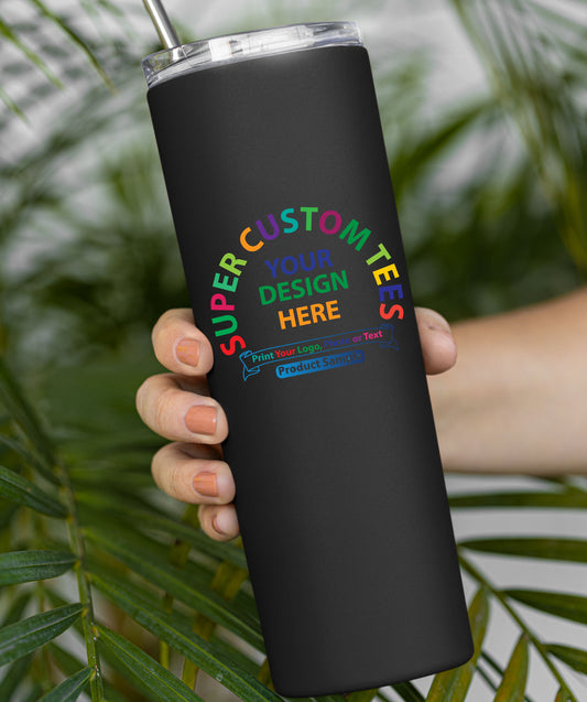 Custom Skinny Tumbler Insulated Stainless Steel Tumbler witth Lid and Straw - 20 oz