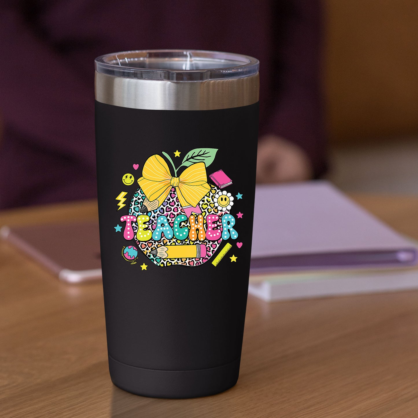 Custom Teacher Leopard Apple DTF Transfer