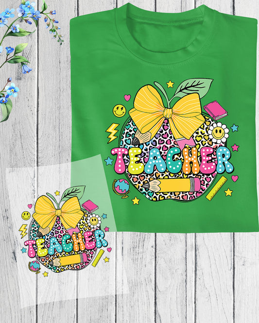 Custom Teacher Leopard Apple DTF Transfer