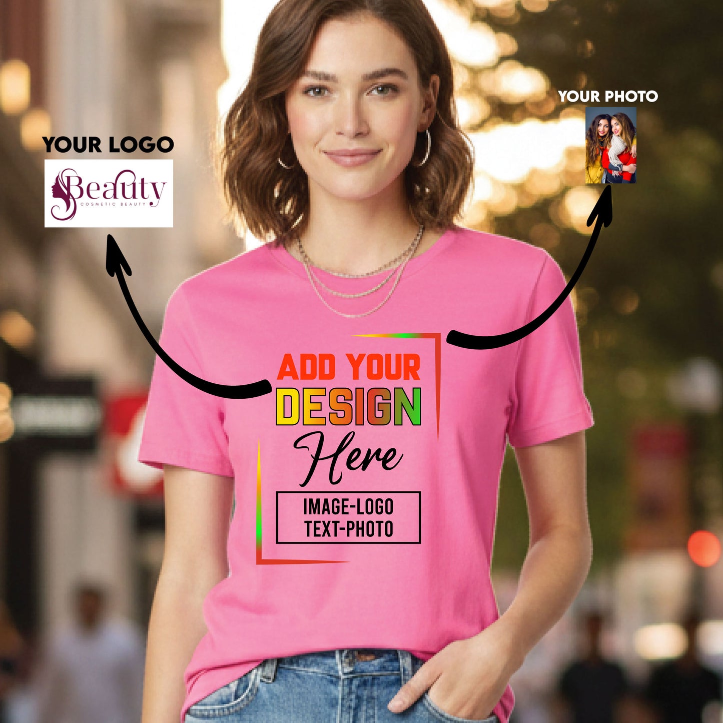 Custom Women's T Shirts With Your Photo Logo Designs Personalized Ladies Tees Girls Party Tops Customizable Shirt for Women