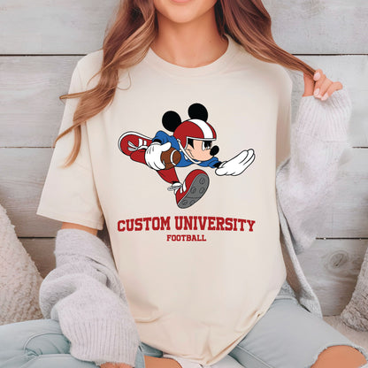 Custom University Football DTF Transfer Ready to Press, Personalized Cartoon Character Football Heat Transfer For Shirt, UV Sticker Prints