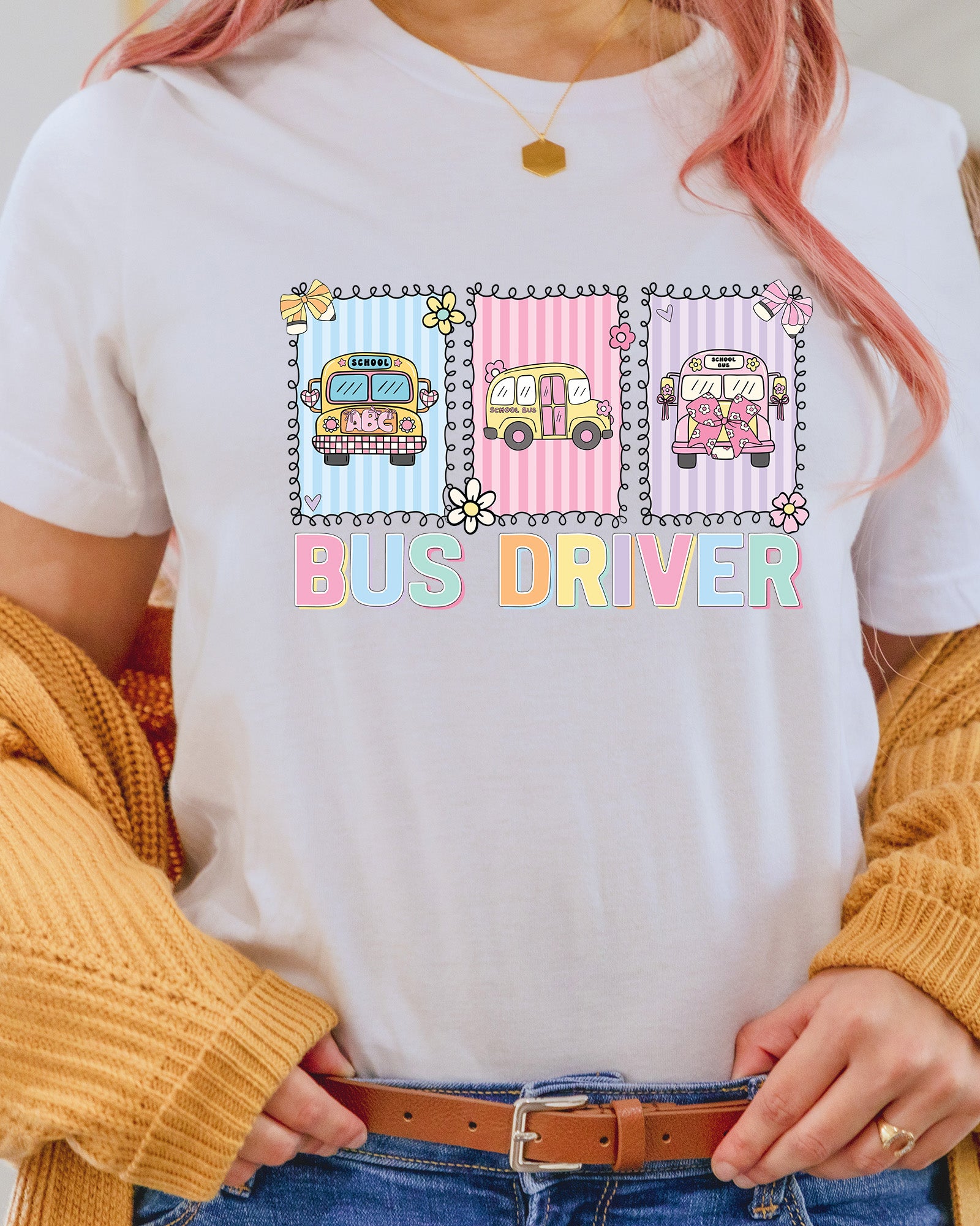 Cute Bus Driver School Bus DTF Transfer