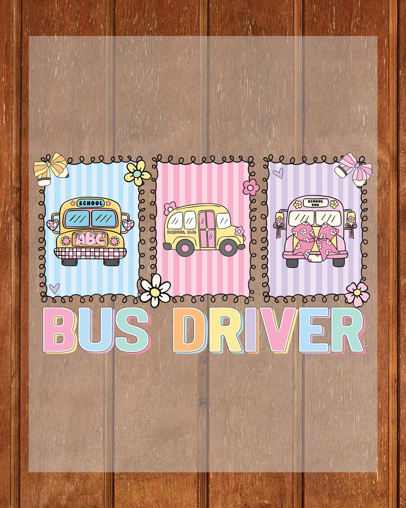Cute Bus Driver School Bus DTF Transfer