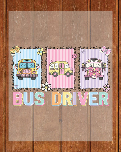 Cute Bus Driver School Bus DTF Transfer