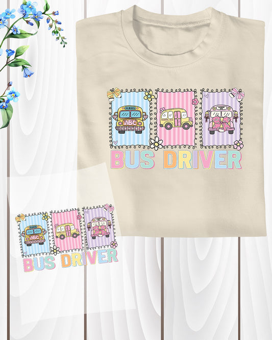 Cute Bus Driver School Bus DTF Transfer