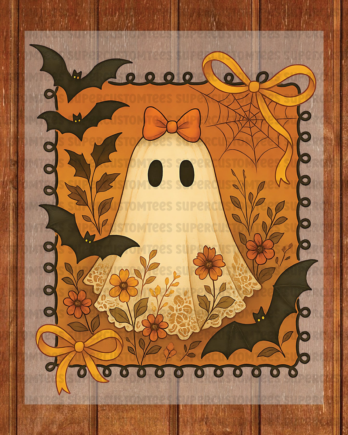 Cute Floral Ghost Autumn DTF Transfer Ready to Press