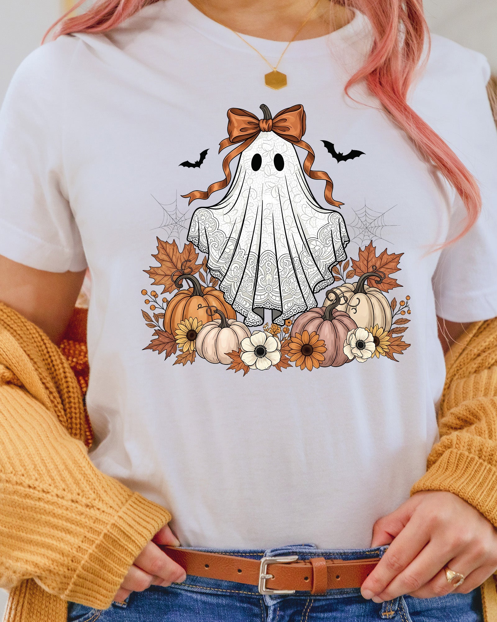 Cute Floral Halloween Lace Ghost Fall DTF Transfer