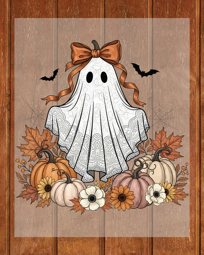 Cute Floral Halloween Lace Ghost Fall DTF Transfer
