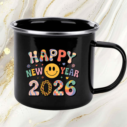Cute Smiley New Year 2026 Graphic DTF Transfer, Ready to Press Heat Transfer for Shirts, Fun Festive New Year 2026 Design, UV Sticker