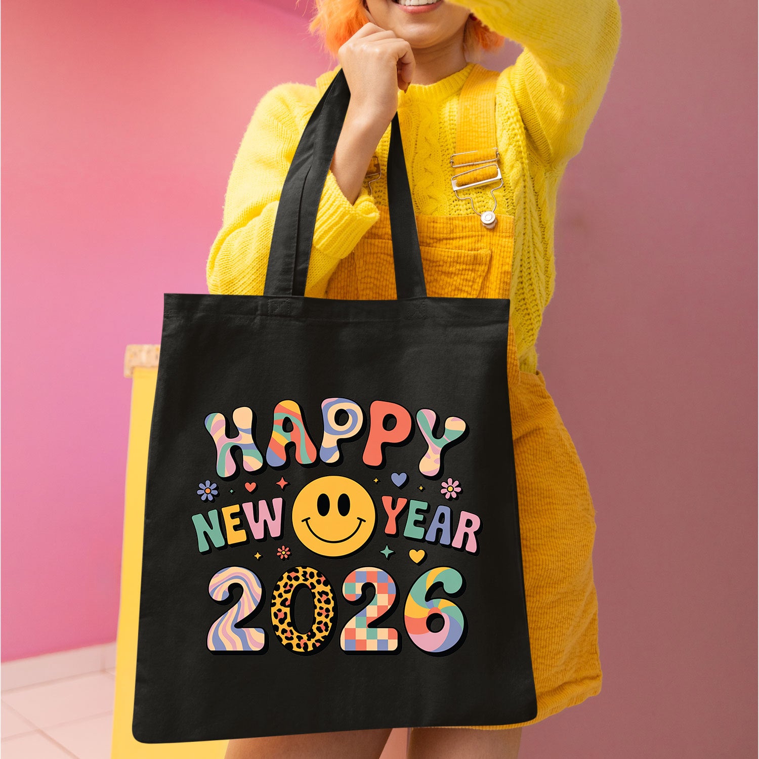 Cute Smiley New Year 2026 Graphic DTF Transfer, Ready to Press Heat Transfer for Shirts, Fun Festive New Year 2026 Design, UV Sticker