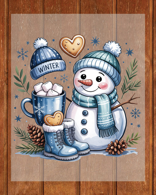 Cute Snowman Christmas DTF Transfer ready to Press, Funny Christmas Heat Transfer for Shirts, Winter Holiday X-mas UV Sticker