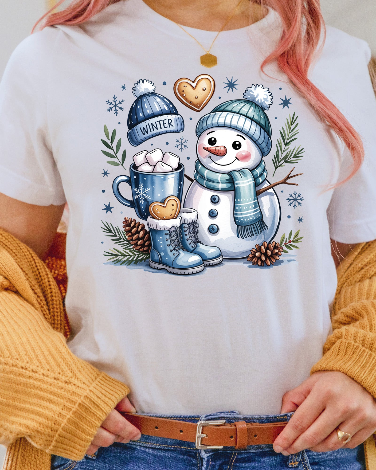 Cute Snowman Christmas DTF Transfer ready to Press, Funny Christmas Heat Transfer for Shirts, Winter Holiday X-mas UV Sticker
