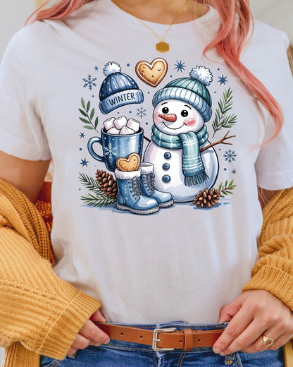 Cute Snowman Christmas DTF Transfer ready to Press, Funny Christmas Heat Transfer for Shirts, Winter Holiday X-mas UV Sticker