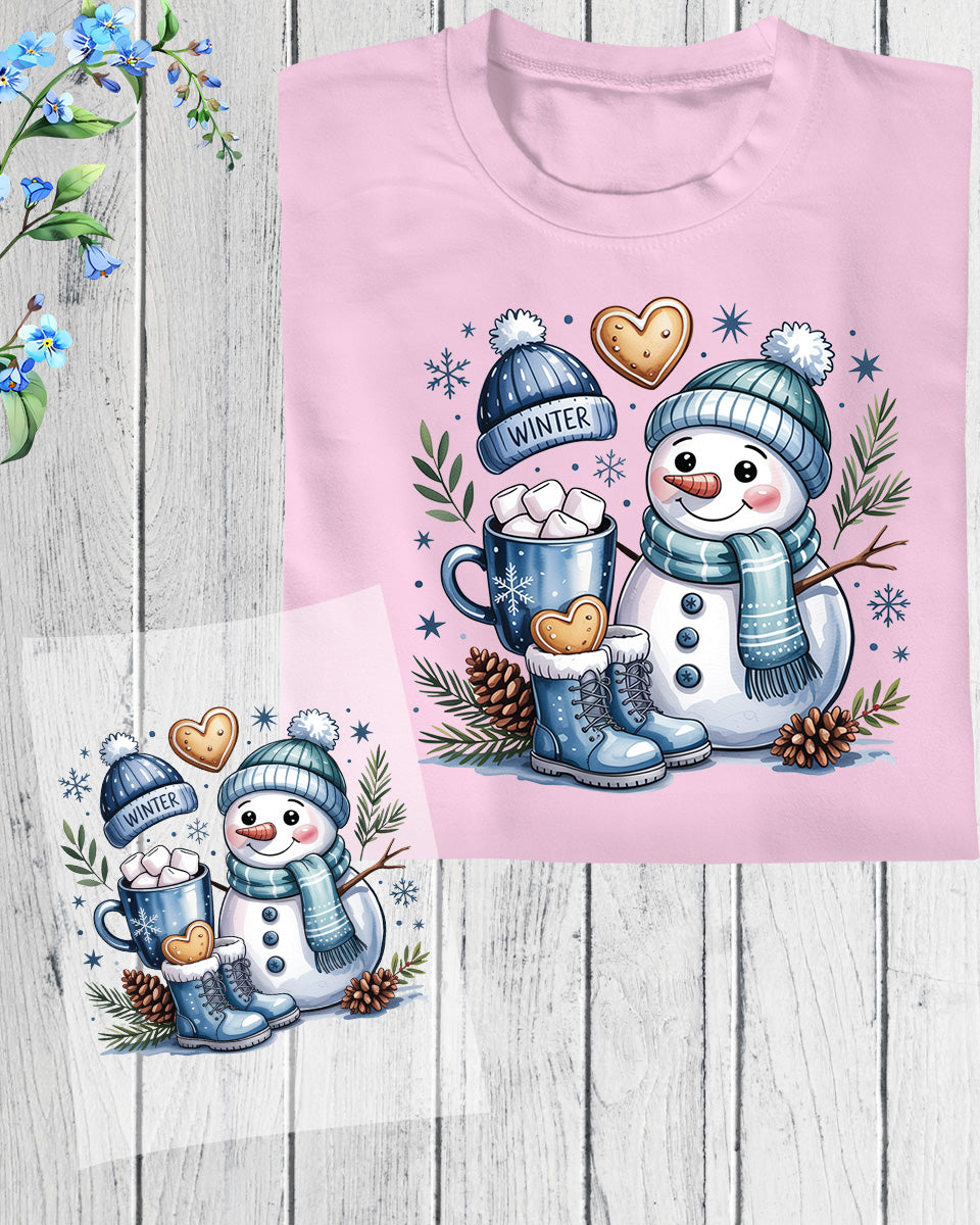 Cute Snowman Christmas DTF Transfer ready to Press, Funny Christmas Heat Transfer for Shirts, Winter Holiday X-mas UV Sticker