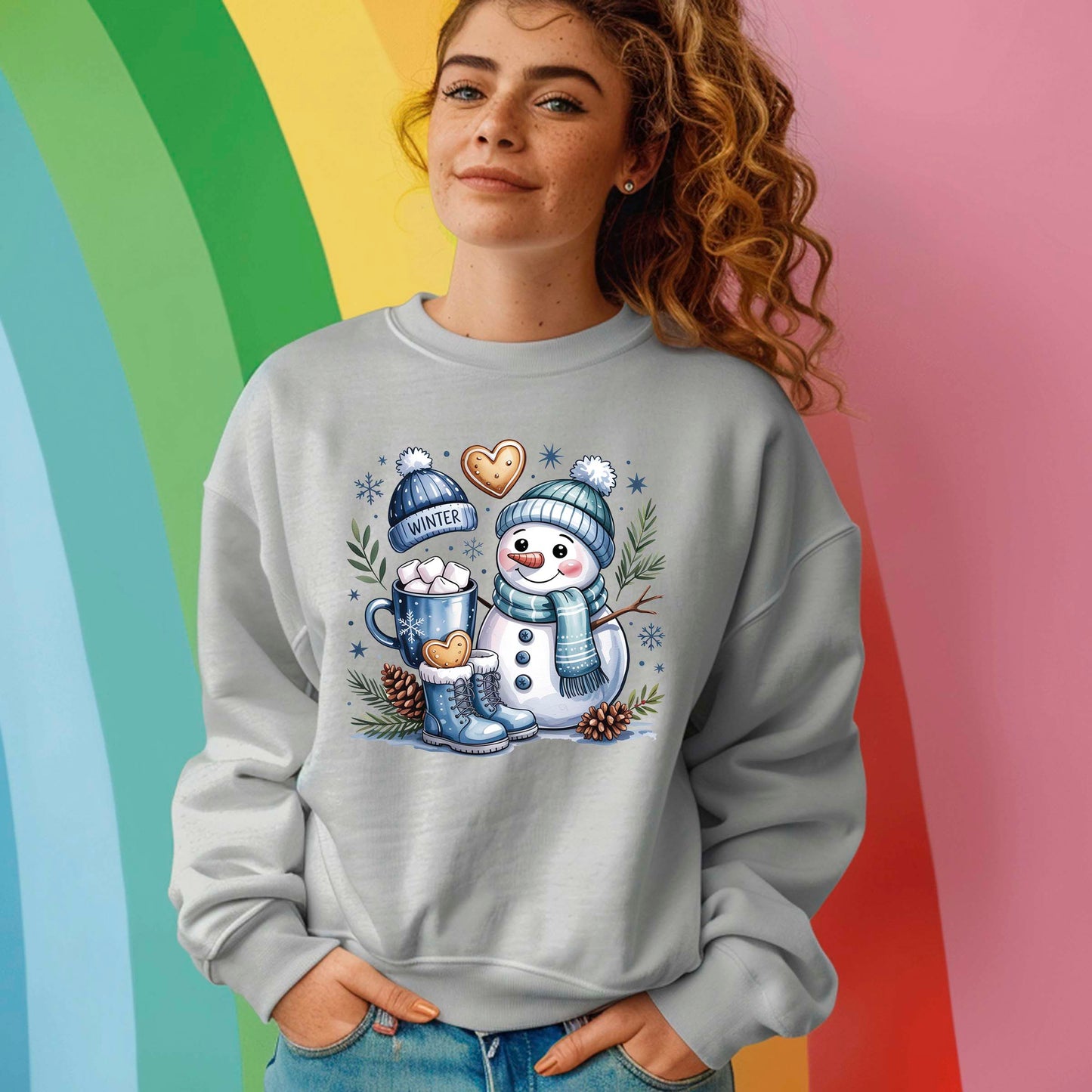Cute Snowman Christmas DTF Transfer ready to Press, Funny Christmas Heat Transfer for Shirts, Winter Holiday X-mas UV Sticker