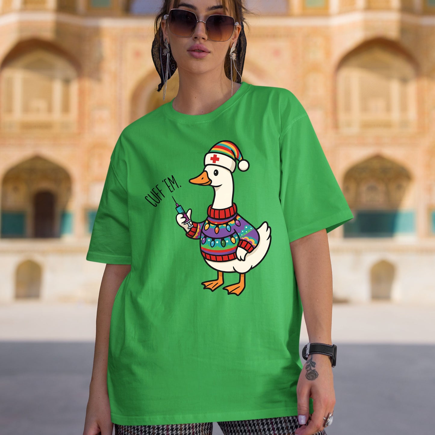 Cuff Em Nurse Christmas Sweatshirt, Nurse Practitioner Shirt, Funny Goose Nurse Sweater, Medical Humor Christmas Tees