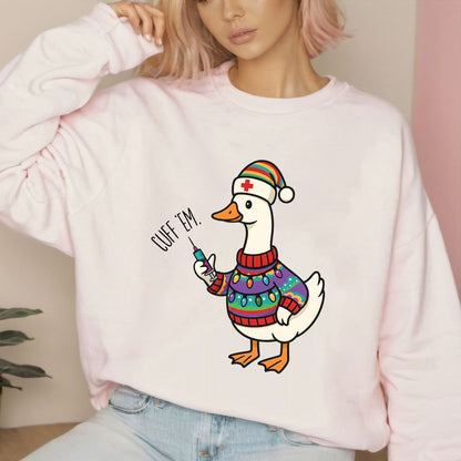 Cuff Em Nurse Christmas Sweatshirt, Nurse Practitioner Shirt, Funny Goose Nurse Sweater, Medical Humor Christmas Tees