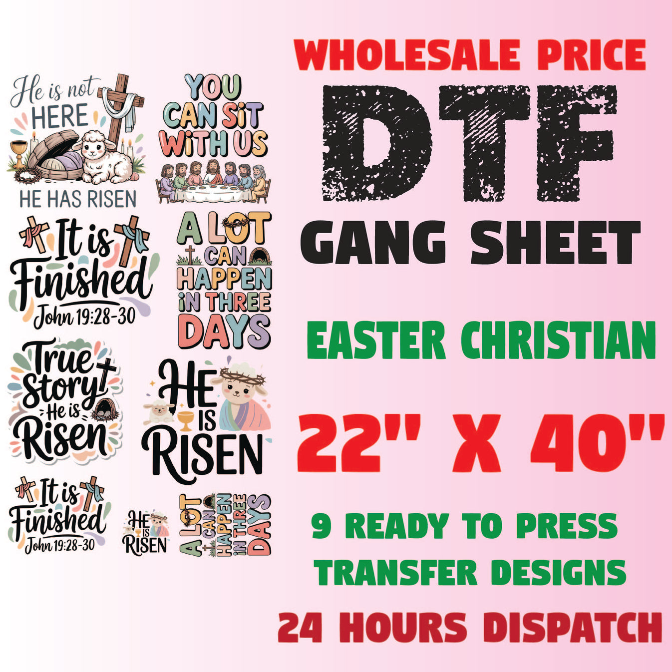 Christian Easter Premade Gang Sheet - Super Custom Tees