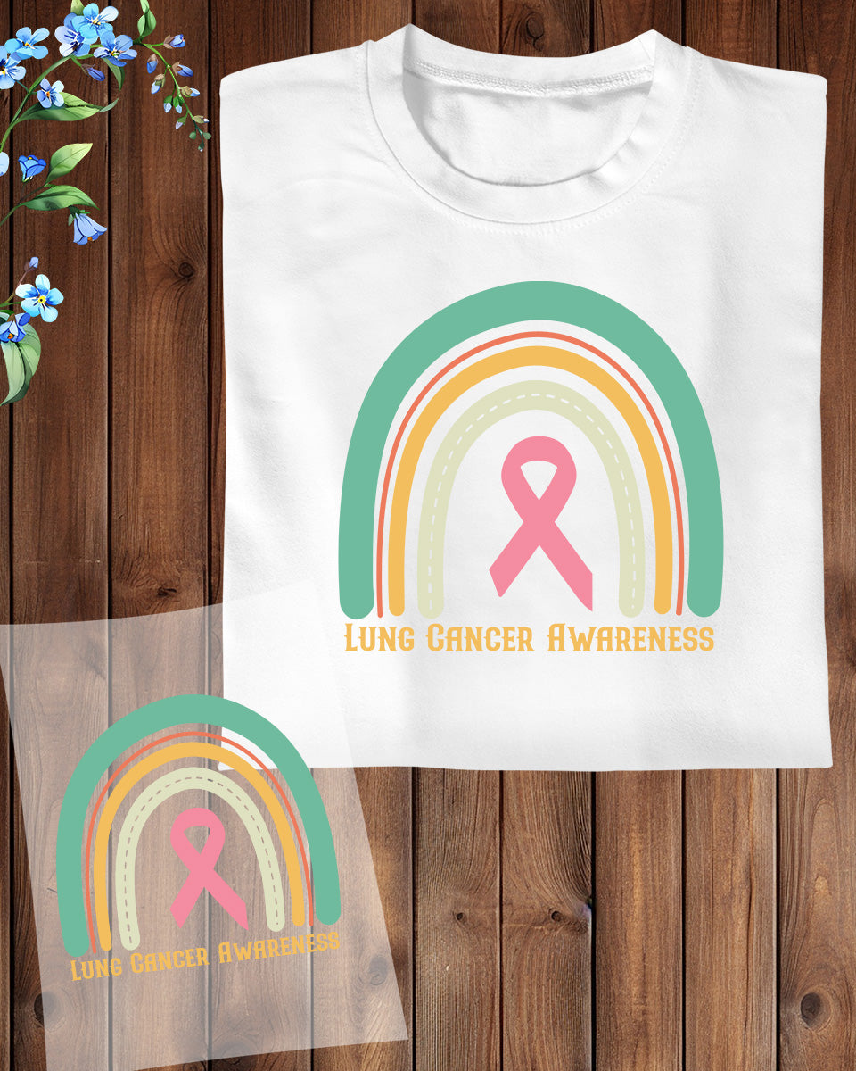 Lung Cancer Awareness Rainbow DTF Transfer Film