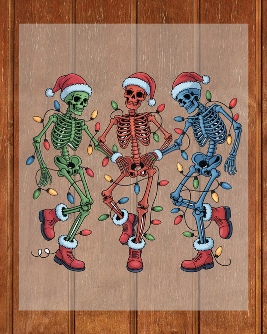 Dancing Skeleton Christmas DTF Transfer