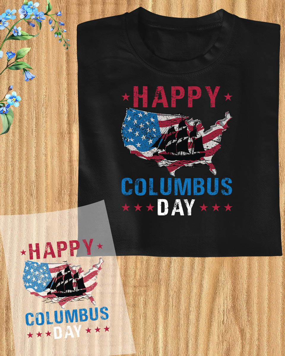 Happy Columbus Day American History DTF Transfer Film