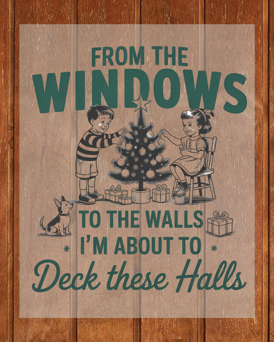 Deck These Halls Christmas Kids DTF Transfer