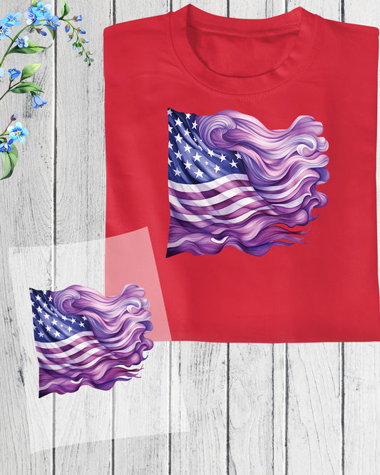 Teal Purple Ribbon Flag DTF Transfer Film
