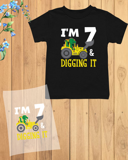 Construction 7th birthday DTF Transfer Film