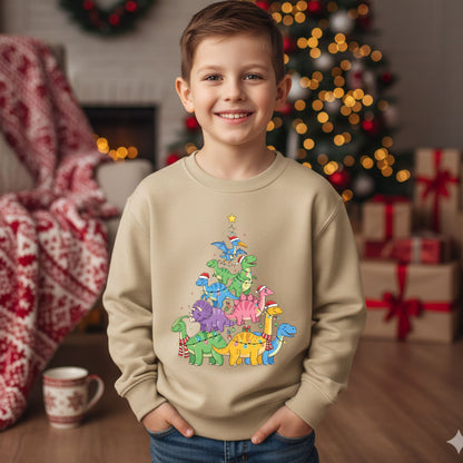Dinosaur Christmas Tree Sweatshirt Dino Lover Xmas Tee Holiday Matching Sweater Kids Toddler Christmas Tree Shirt Cute Dino Top