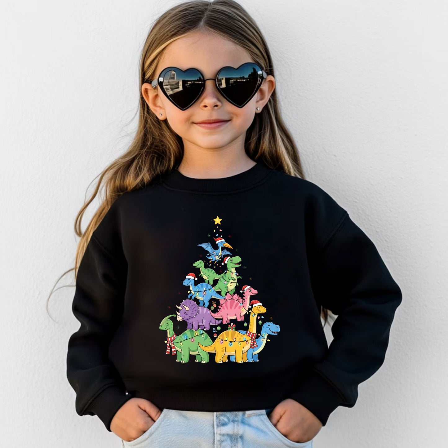 Dinosaur Christmas Tree Sweatshirt Dino Lover Xmas Tee Holiday Matching Sweater Kids Toddler Christmas Tree Shirt Cute Dino Top