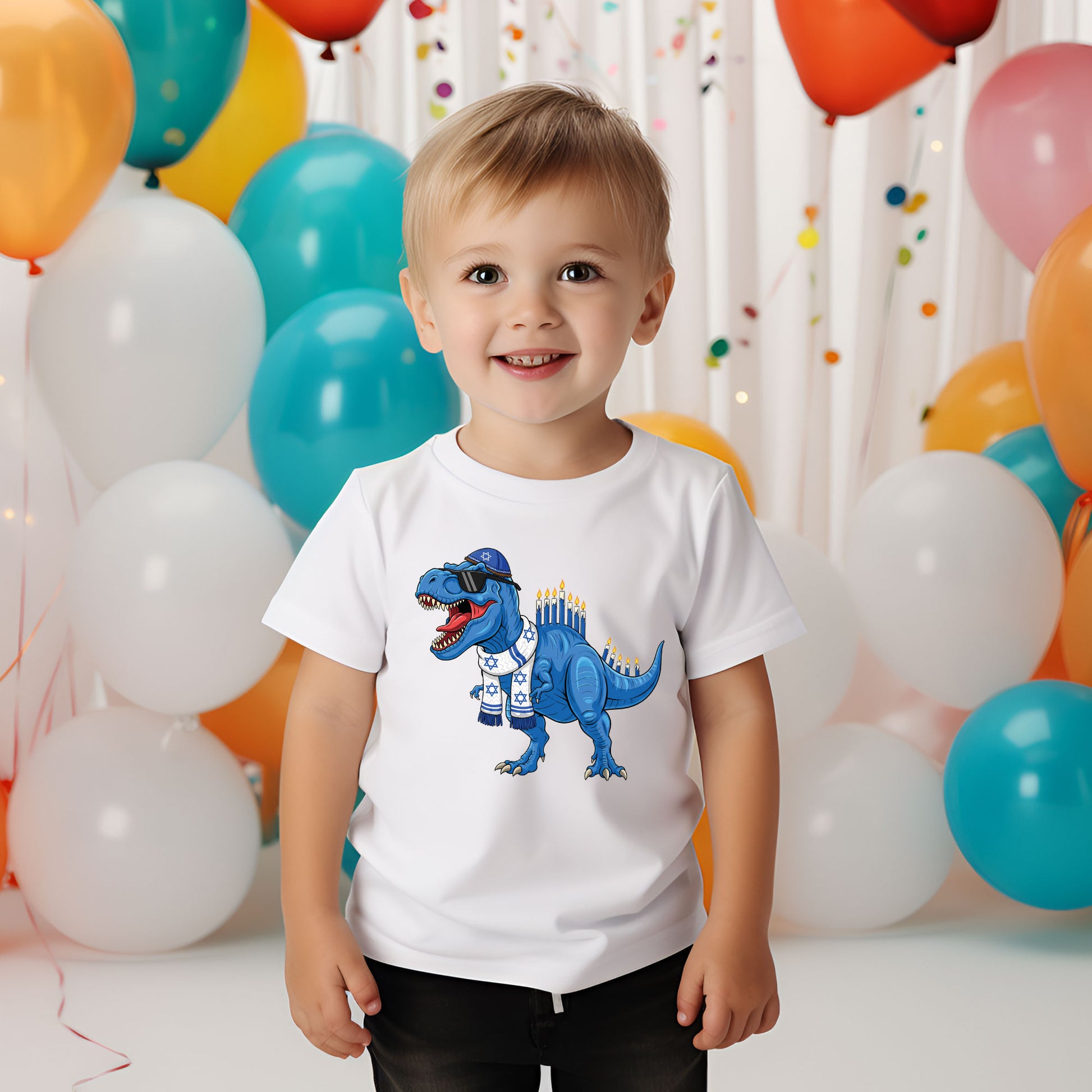 Dinosaur Hanukkah Kids Shirt, Funny Menorah Hanukkah Shirt, Boys Jewish Shirt, Girls Hanukkah Party Shirts Sweater