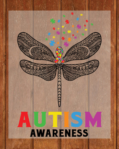 Dragonfly Autism DTF Transfer